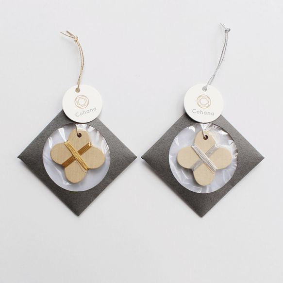 Handgefertigte Garnspindel gold/silber